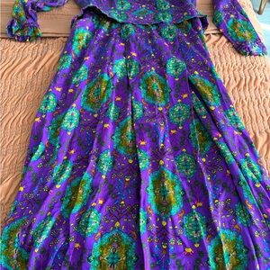 Vintage Dayglo Vibrant Purple and Green Dress